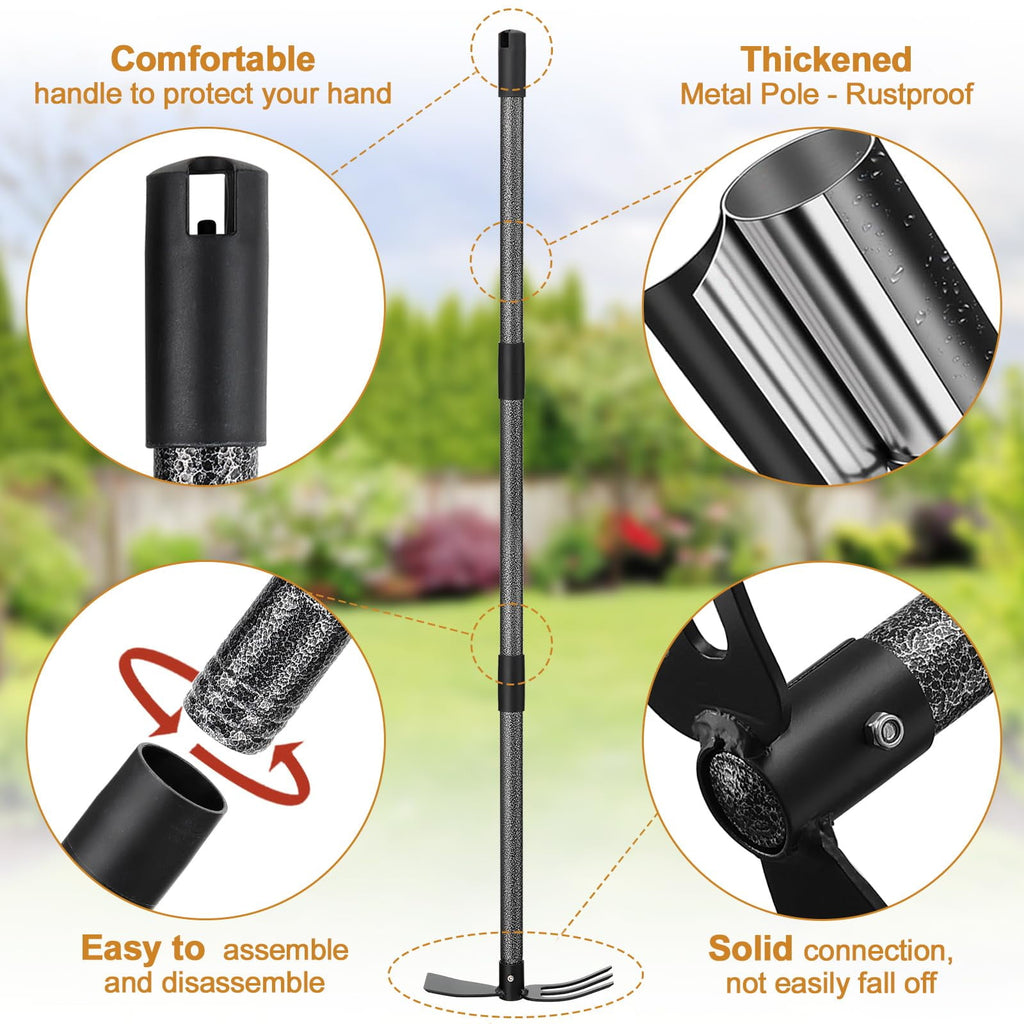Garden Hoe Tool, Adjustable Heavy Duty Dual-Head Weeding Tool for Weeding, Tilling, Lawn Yard Flower Bed Gardening Tool - Image 4