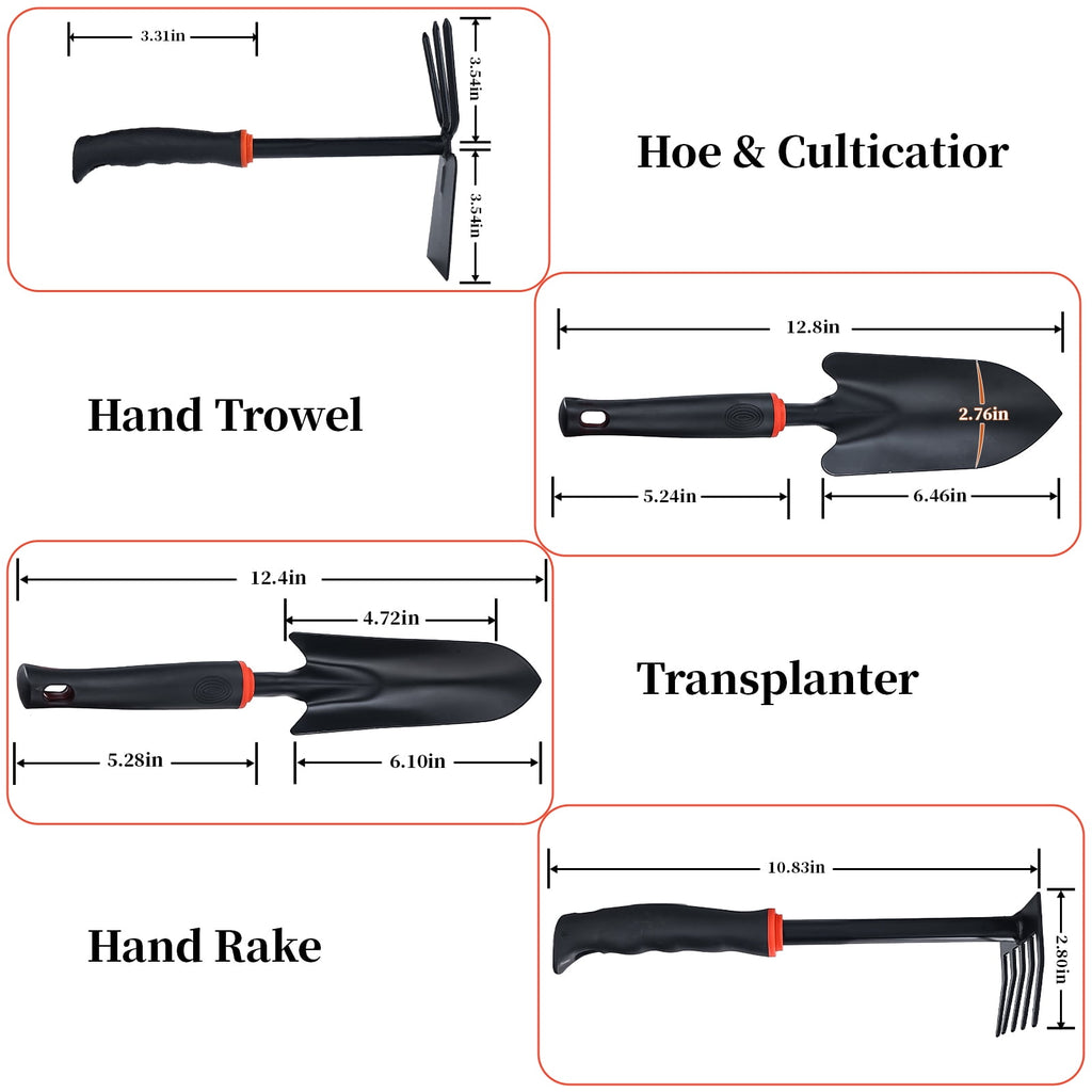 Garden Tool Set 4-Piece,Aluminum Alloy Gardening Tools Set,Heavy Duty Black Coated Kit for Indoor/Outdoor Planting & ... - Image 2