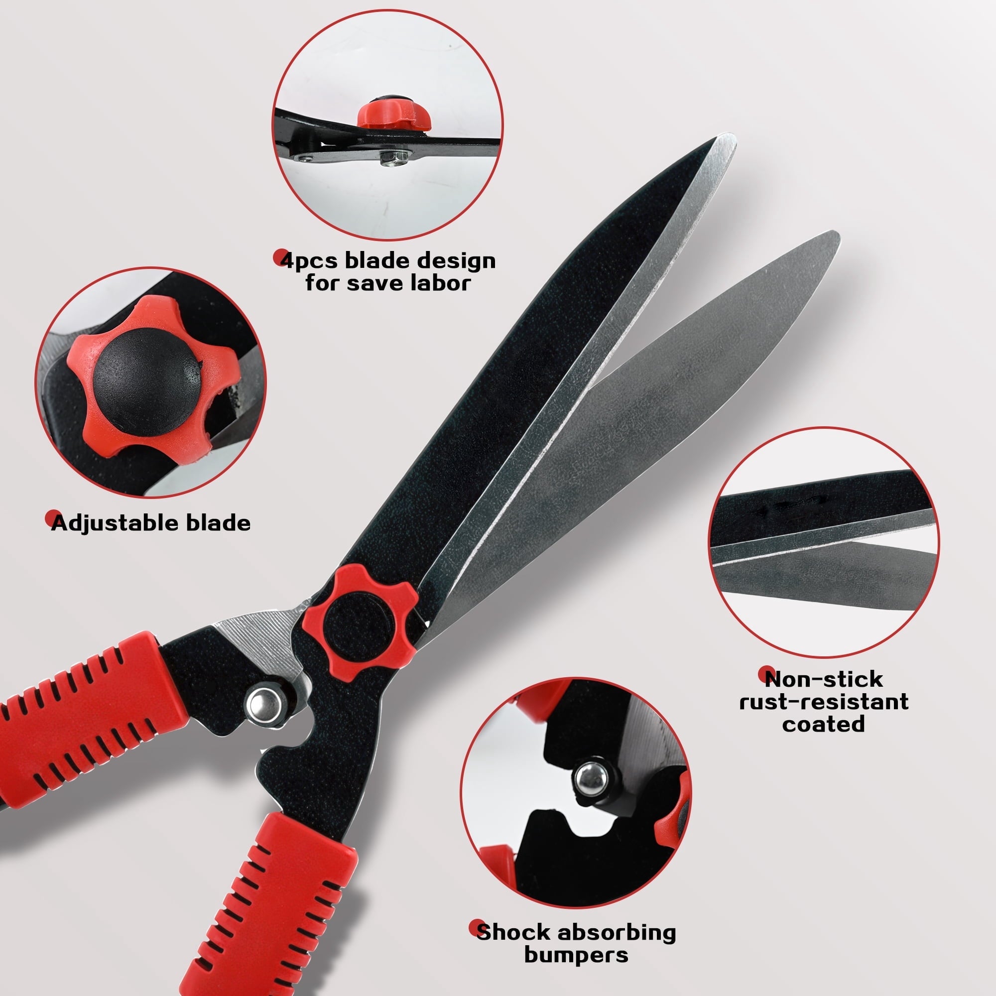 Hedge Clippers&Hand Pruners,22 Inch Heavy Duty Hedge Shears for Trimming - Image 3
