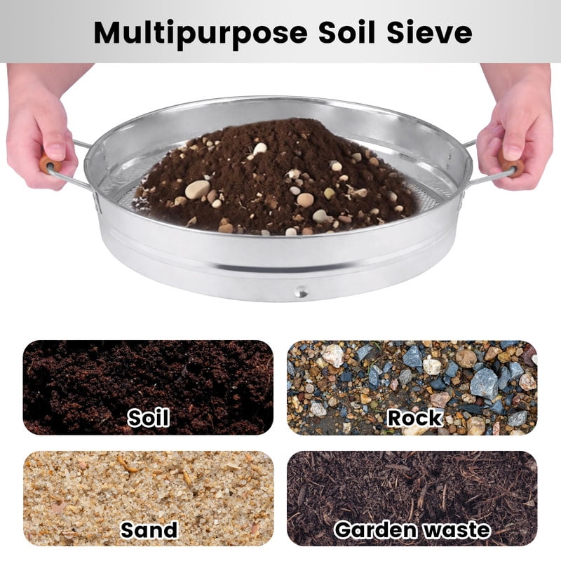 3mm Mesh Soil Sieve - 18.5" Professional Gardening Sifter Screen for Fine Compost, Potting Mix, Seed Starting & Worm Castings | Stainless St - Image 4