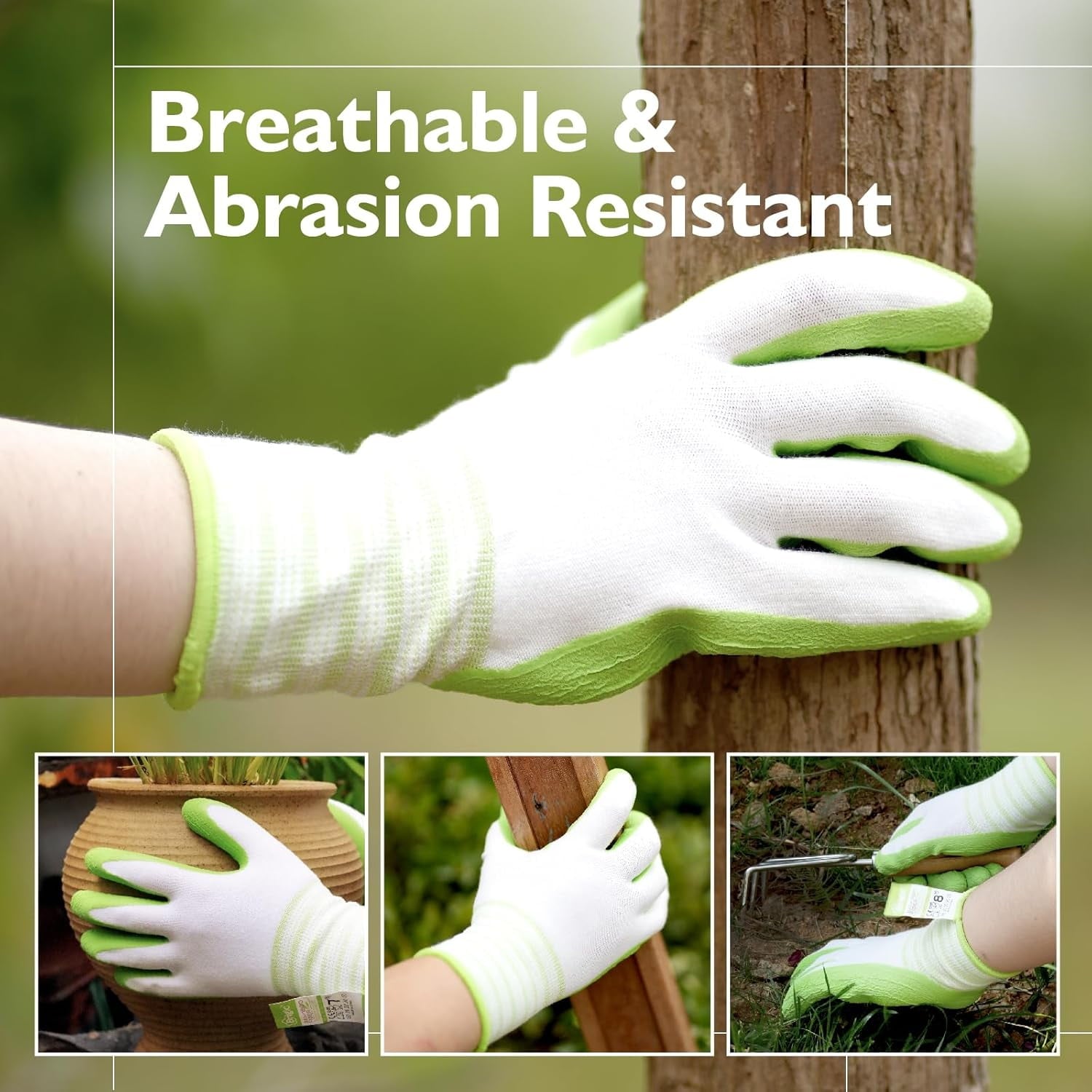 2-Pair Gardening Gloves for Women , Breathable Rubber Coated Work Gloves, Outdoor Garden Gloves for Planting, Weeding & Farming , Flexible & - Image 4
