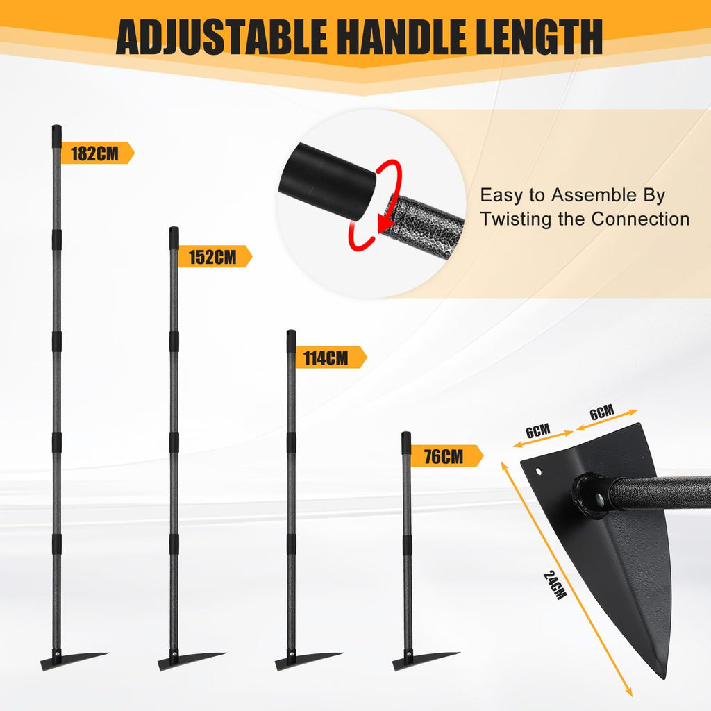 Triangle Hoe with 60 inch Adjustable Metal Handle, Hoe Garden Tool for Digging, Weeding, Cutting - Image 4