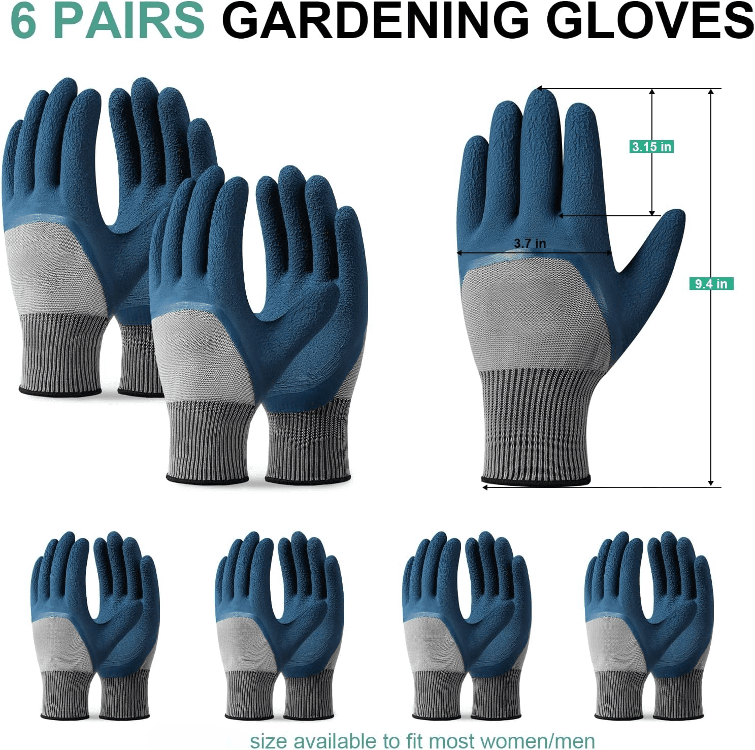 Garden Gloves for Women and Men - 6 Pairs Breathable Hard-wearing Latex Coated Gardening Gloves, Indoor/Outdoor Prote... - Image 2