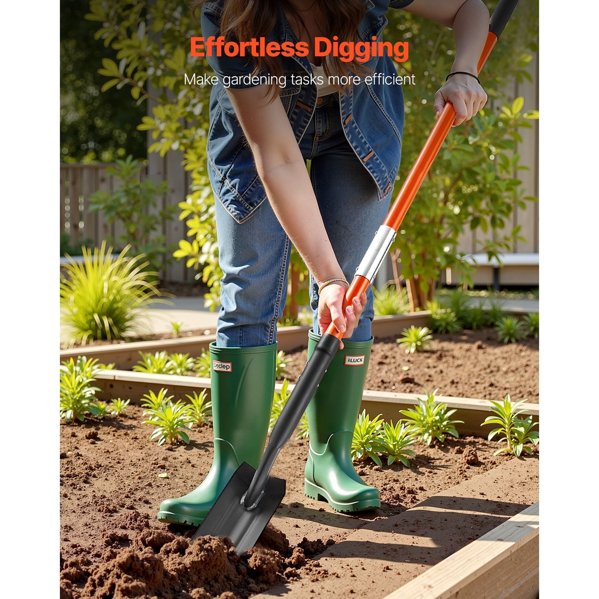Heavy-Duty Trenching Shovel, 4-Inch Blade Narrow Spade with Fiberglass Handle and Non-Slip Grip, Ideal for Gardening,... - Image 2