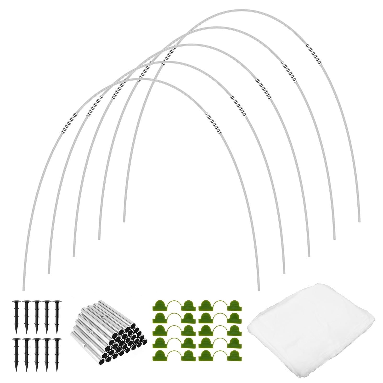 15Pcs Garden Hoops Bracket Kit,Greenhouse Hoop Garden Netting Kit with Clips for DIY 20-33ft Grow Tunnel, Garden Hoops for Raised Beds, Fibe
