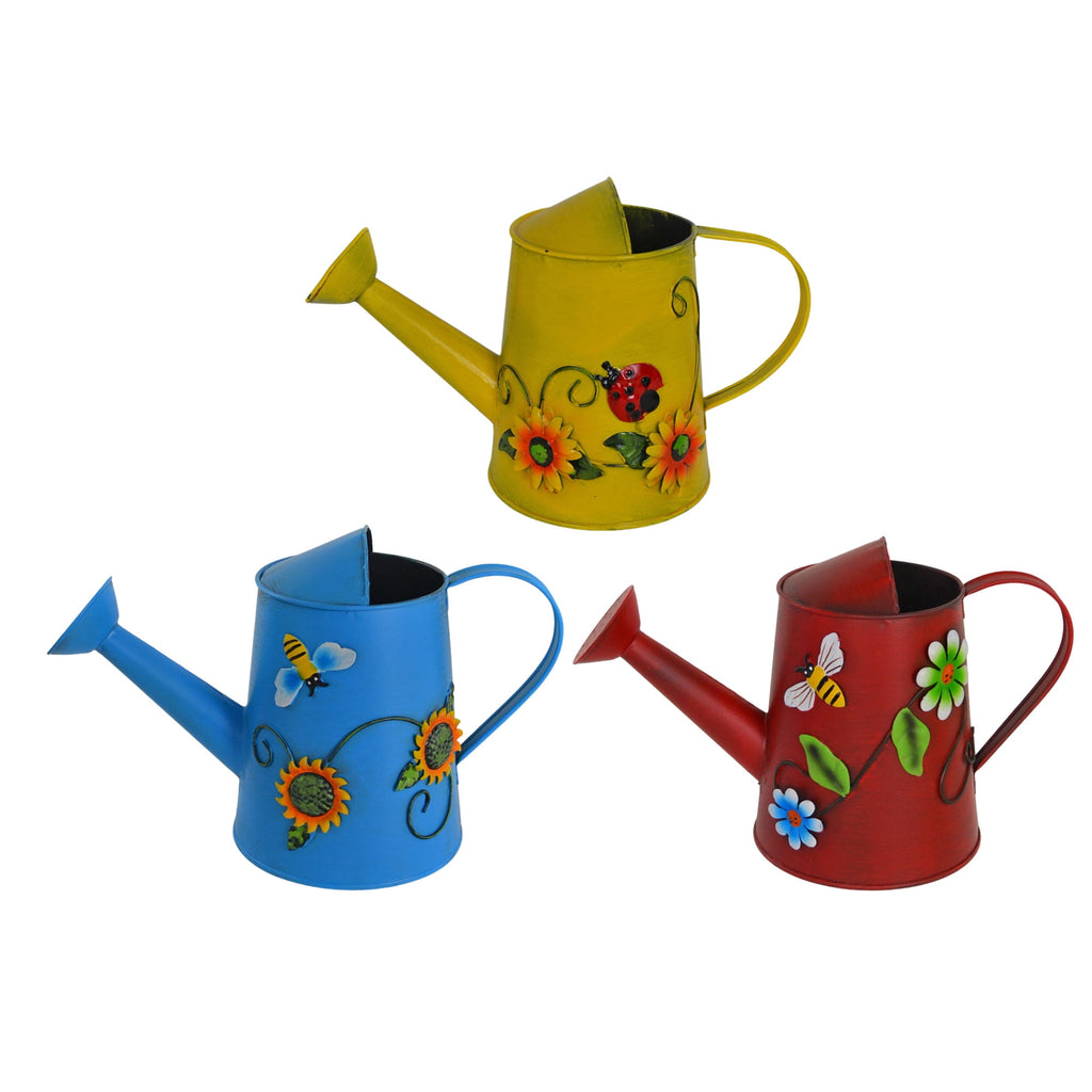 Small Blue Watering Can - Decorative Sunflower & Bee Metal Watering Can (Vol: 4 Cups) - Image 5