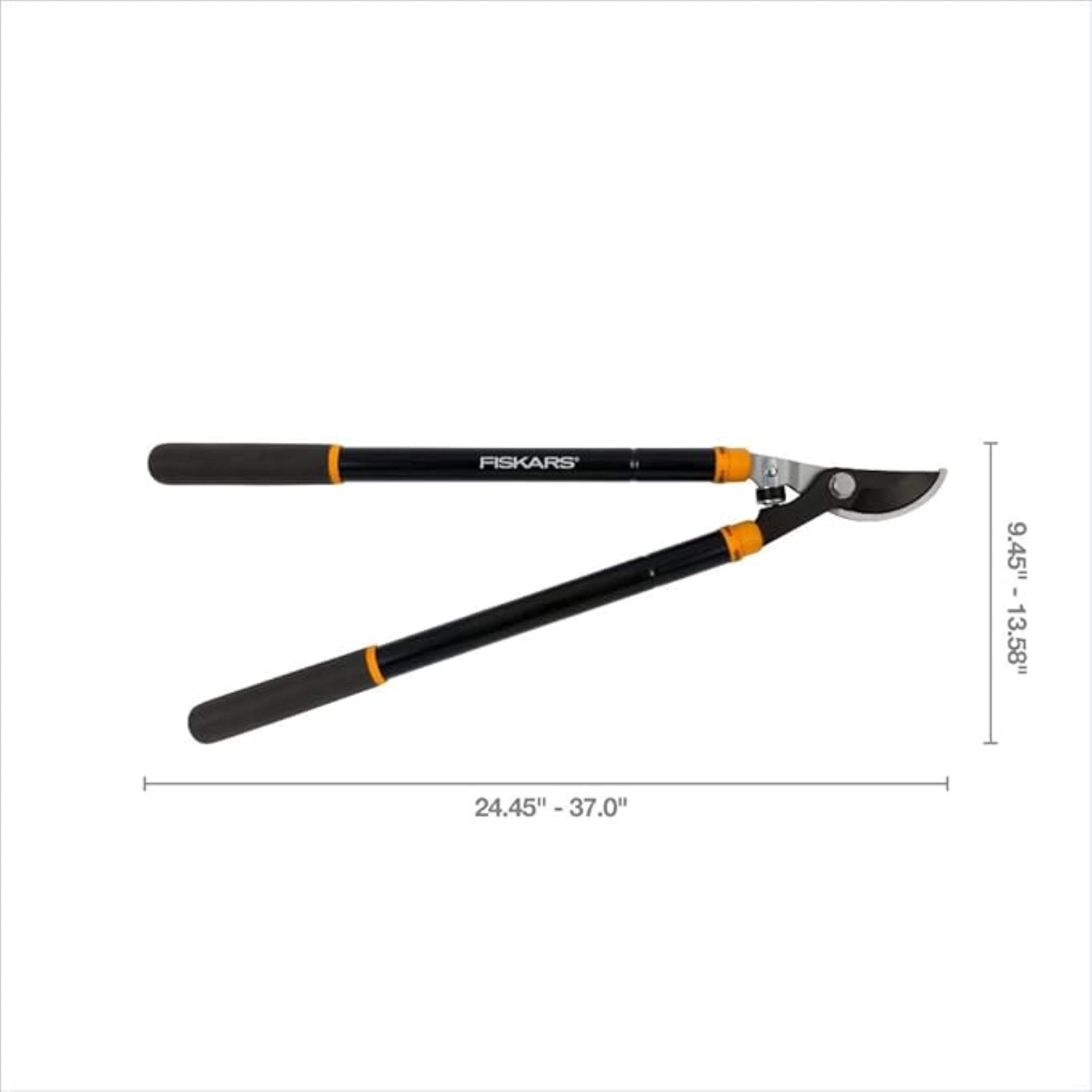Fiskars Telescopic Bypass Lopper Garden Tool, 24.5"-37" Steel Handle and Blade, Black and Orange - Image 2