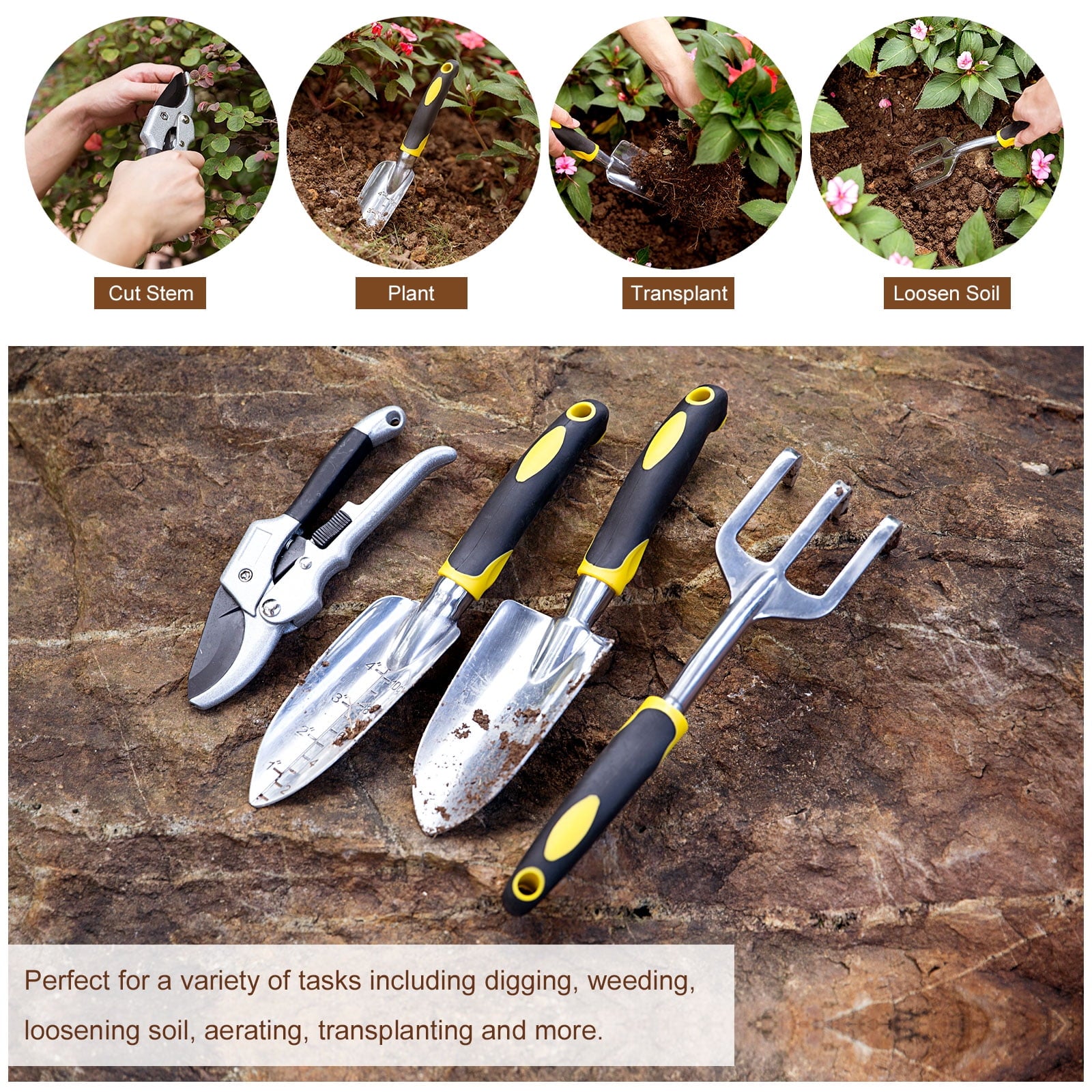 Garden Tools Set, 39 Pieces Aluminum Alloy Gardening Tools Kit Includes Pruner, Trowel, Transplanter, Plant Clips and... - Image 4