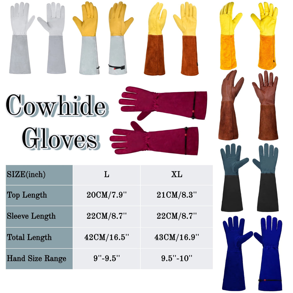 Long Garden Gloves for Women Man, Thorn Proof Rose Pruning Cowhide Leather Garden Gloves for Cactus, Rose and More - L - Image 2