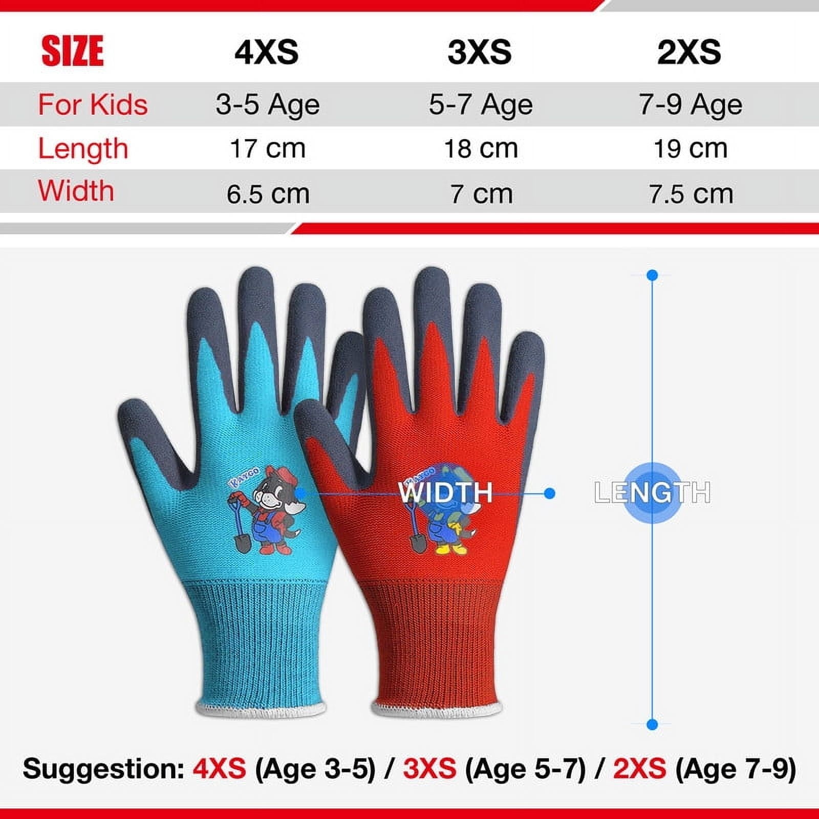 Kids Gardening Gloves 4 Pairs - Polyester Seemless Knitted with Latex Sandy Finish Coating, Ideal for Kids Gardening,... - Image 5