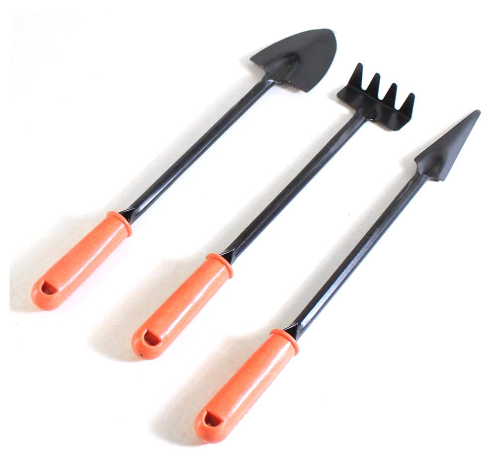 HOMEGARDEN 3 Piece Long Handled Mini Garden Tools Set | 7.5" (19 cm) to 9" (22.8 cm) Steel Tools | Rubber Handles | F... - Image 4
