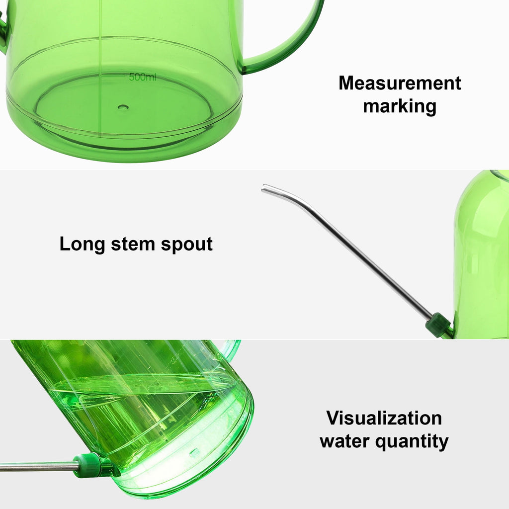 Plastic Watering Can, TSV Garden Plant Watering Can with Stainless Steel Long Spout, 2L/68oz Clear Measurement Markings Long Spout Watering - Image 3
