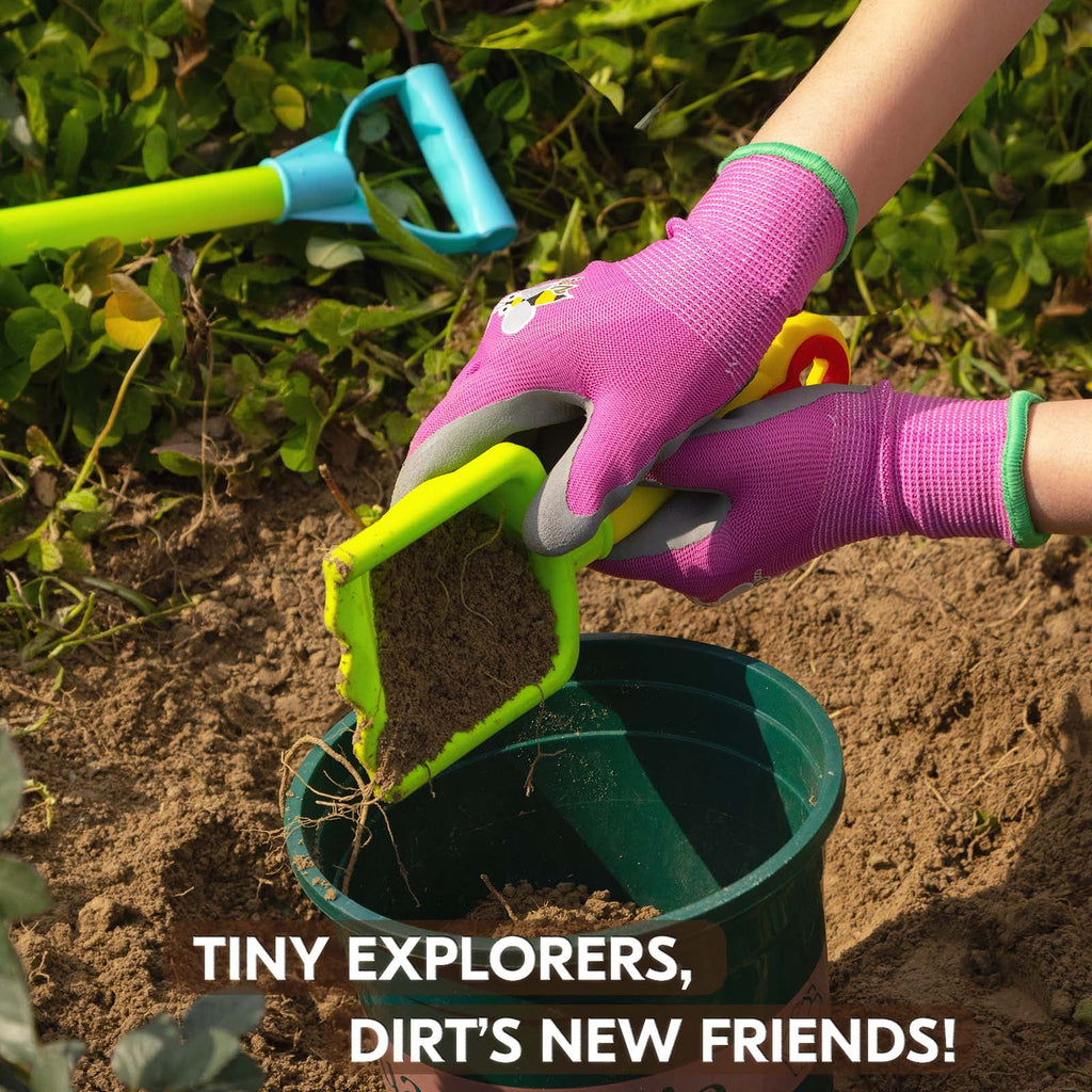 1-Pair Kids Gardening Gloves Ages 3-9| Natural Latex Grip|Breathable Yard Work & DIY Safety Gloves, Machine Washable ... - Image 3