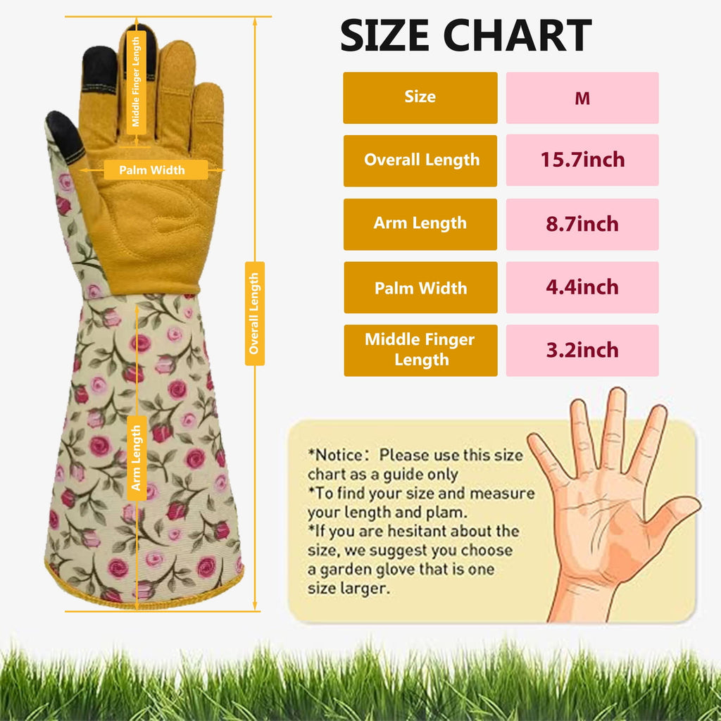 Gardening Gloves for Women Rose Pruning Thorn Proof Breathable Touchscreen Long Forearm Protection Garden Gloves(Yellow) - Image 2