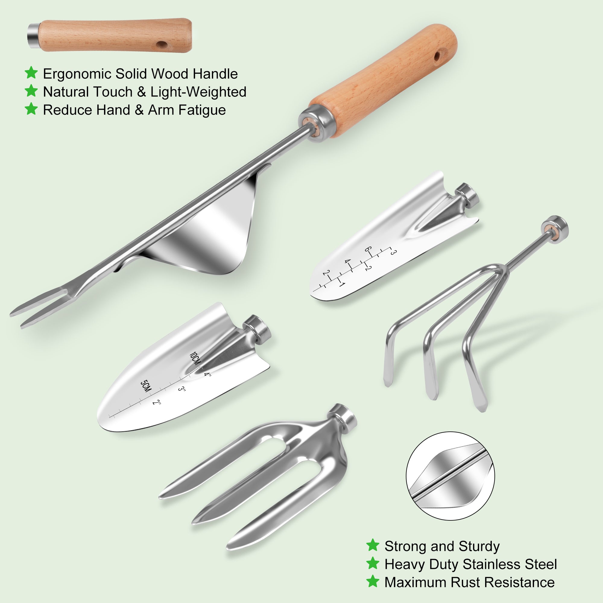 Gardening Tools 9 Piece Heavy Duty Gardening Hand Tools with Fashion and Durable Garden Tools Organizer Handbag,Rust-... - Image 4