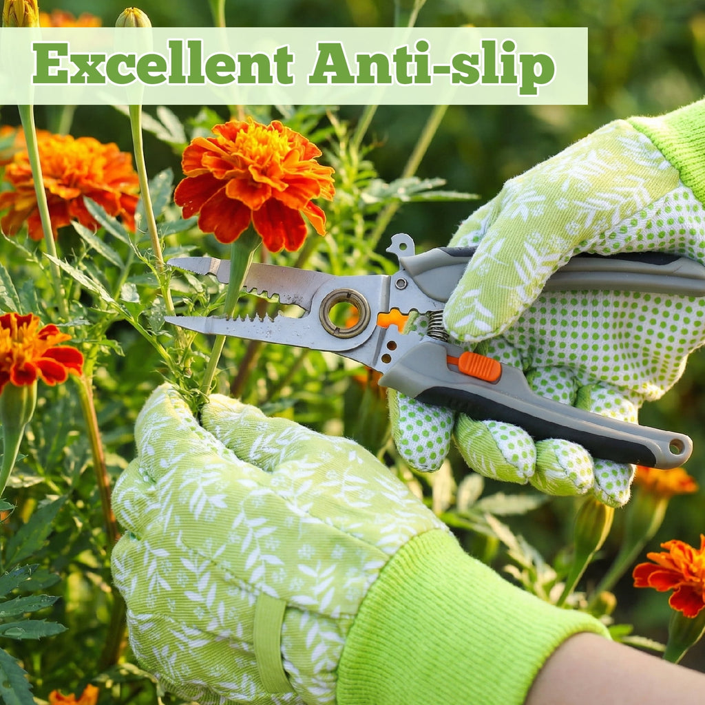 6 Pairs Floral Gardening Gloves for Women, Non-Slip Grip, Soft Breathable Cotton, Elastic Wrist for Weeding, Planting... - Image 6