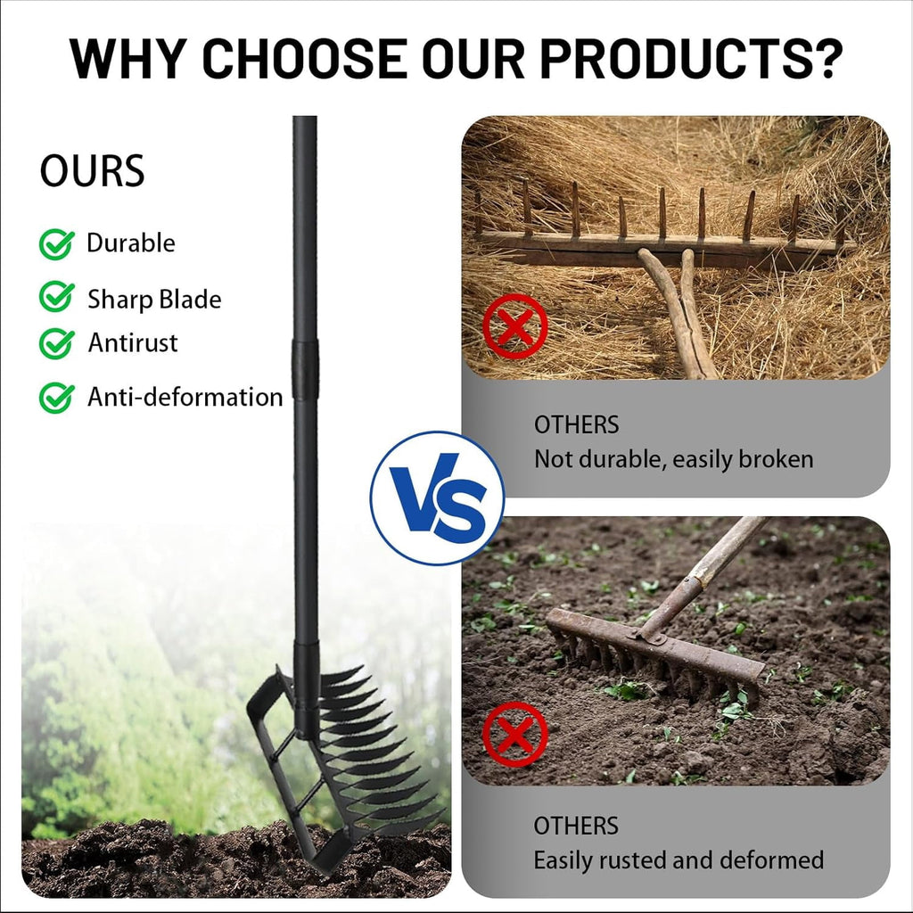 Weeding Tools, 2-in-1 for Weeding with 76.8" Adjustable Handle, Heavy Duty ing Tools with 12 Tines for Weeding, Loose... - Image 4