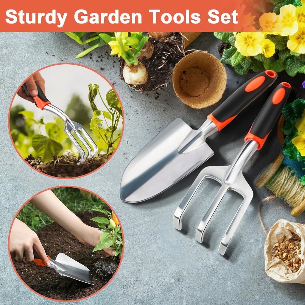 3-In-1 Garden Tool Set Black And Orange Trowel Transplanter Cultivator - Image 4