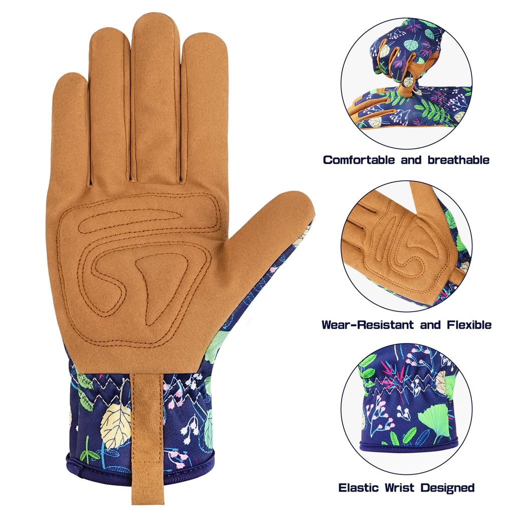 Womens Gardening Weeding Working Gloves, Leather Garden Glove for Women Thorn Proof No Stab for Digging, Planting,Pruning (Medium) - Image 2