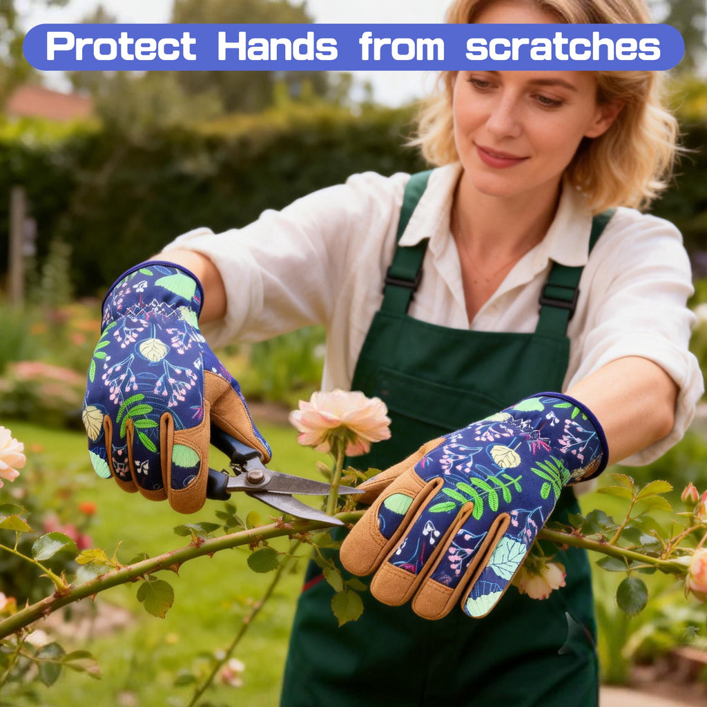 Womens Gardening Weeding Working Gloves, Leather Garden Glove for Women Thorn Proof No Stab for Digging, Planting,Pruning (Medium) - Image 4