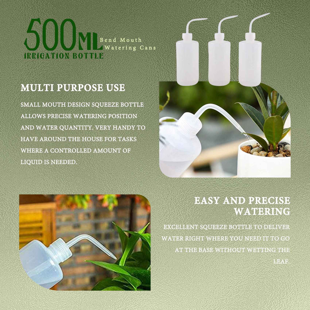 3Pcs Irrigation Bottle 500Ml 17Oz Indoor Plant Watering Can Water Squirt Plastic Rinse for Wash Tattoo - Image 4