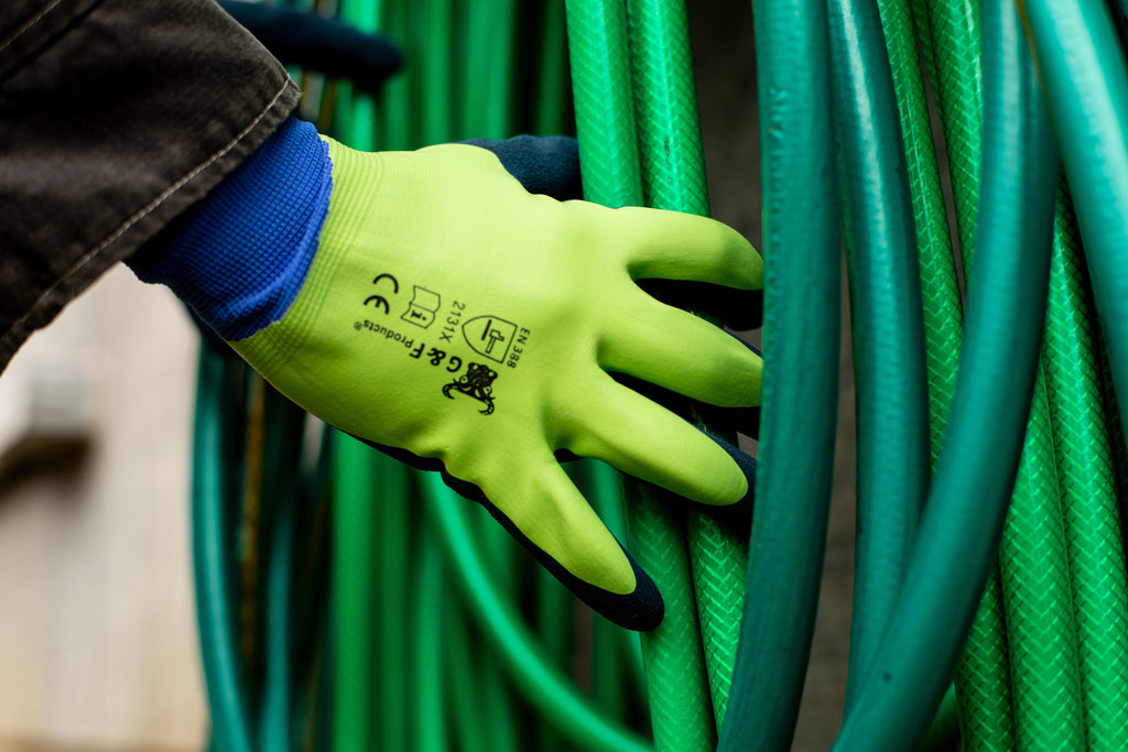 Men's XLarge Blue Solid Color Waterproof Gardening Gloves, (6 Pairs) - Image 4