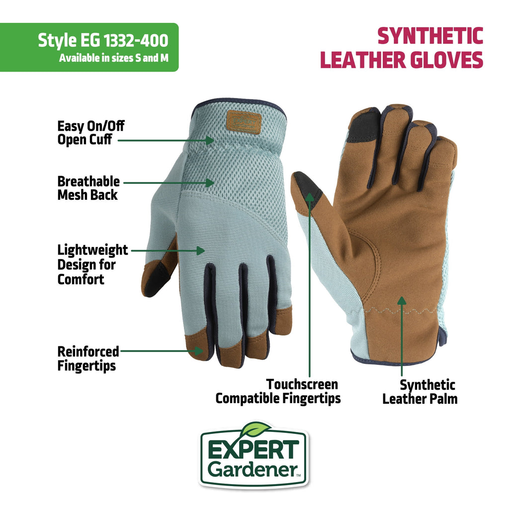 Expert Gardener Womens Breathable SlipOn Synthetic Leather Gardening Gloves, Size M - Image 2