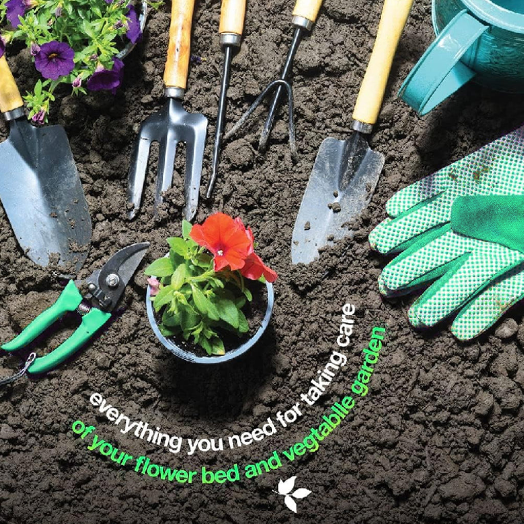 ALLJOY 9 Piece Garden Tools Set with Bag & Gloves,Heavy Duty Gardening Hand Tools Kit,Garden Gifts Supplies for Women Mom - Image 3