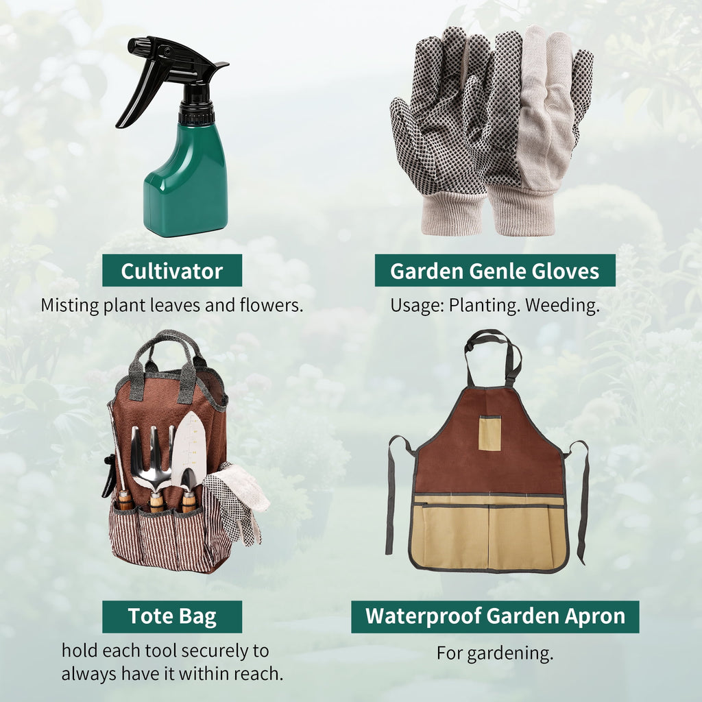 Garden Tool Set, Qissep 12 Piece Stainless Steel Heavy Duty Gardening Tools Set with Ergonomic Handles & Durable Organizer Handbag,Ideal Gar - Image 5