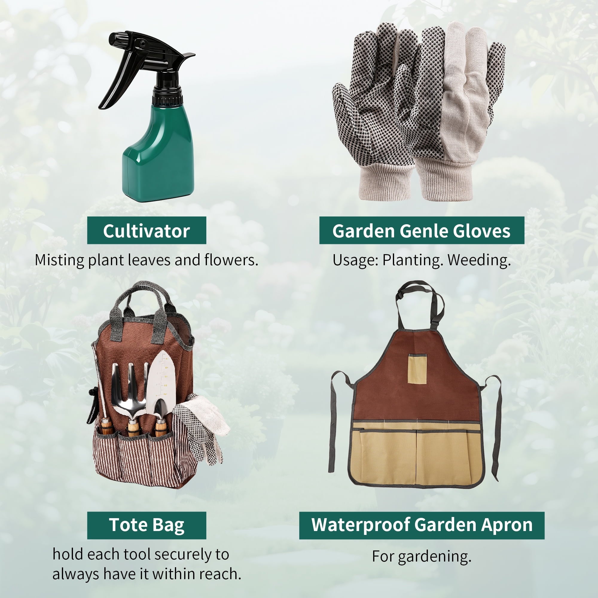 Garden Tool Set, Qissep 12 Piece Stainless Steel Heavy Duty Gardening Tools Set with Ergonomic Handles & Durable Organizer Handbag,Ideal Gar - Image 5