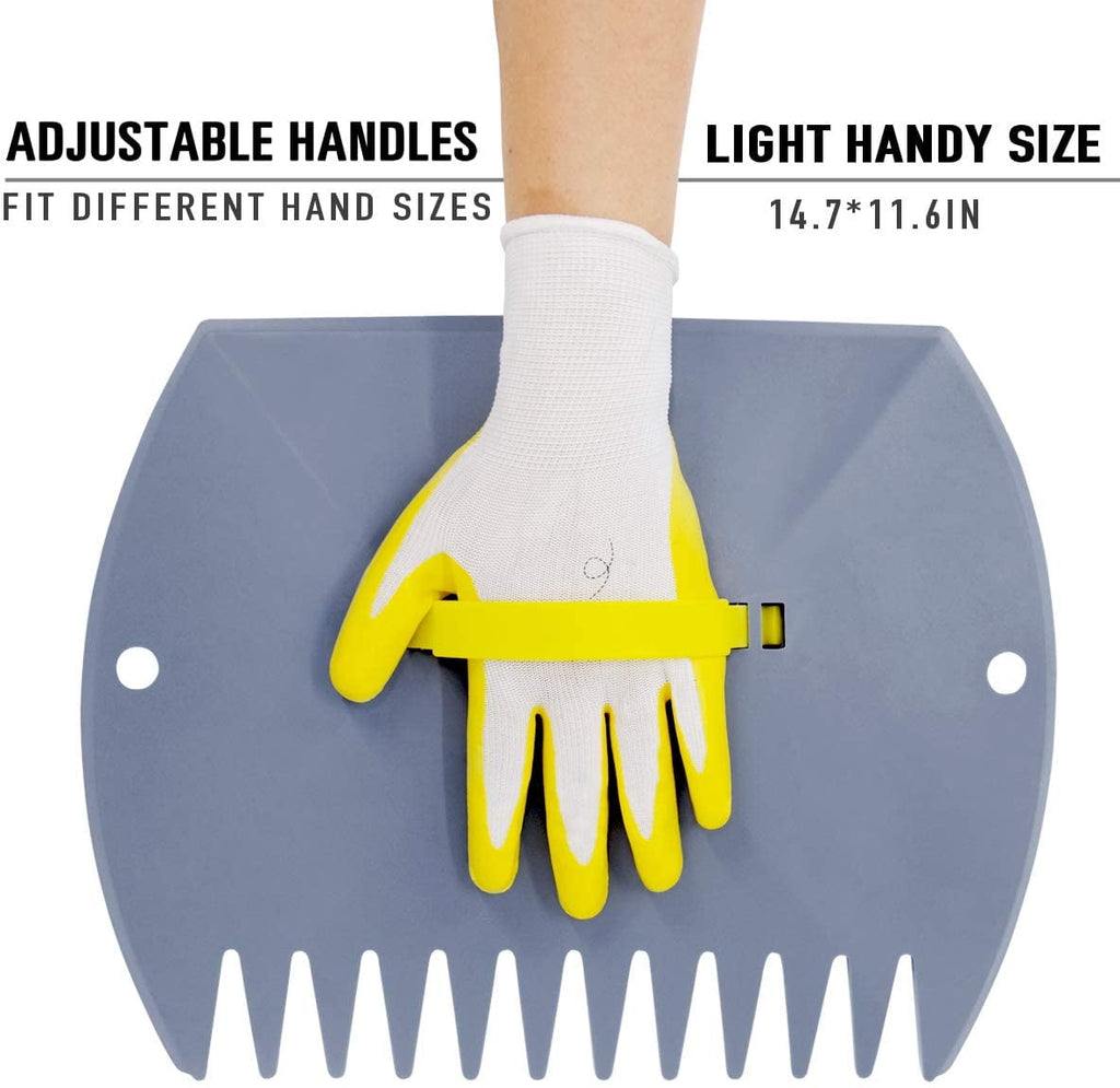 Yard Leaf Scoops Set with Adjustable Fit, Claws Protection, Gray (2 Pieces) - Image 3