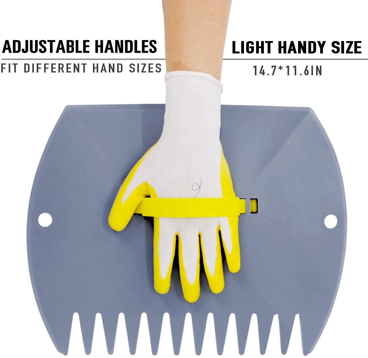 Yard Leaf Scoops Set with Adjustable Fit, Claws Protection, Gray (2 Pieces) - Image 3