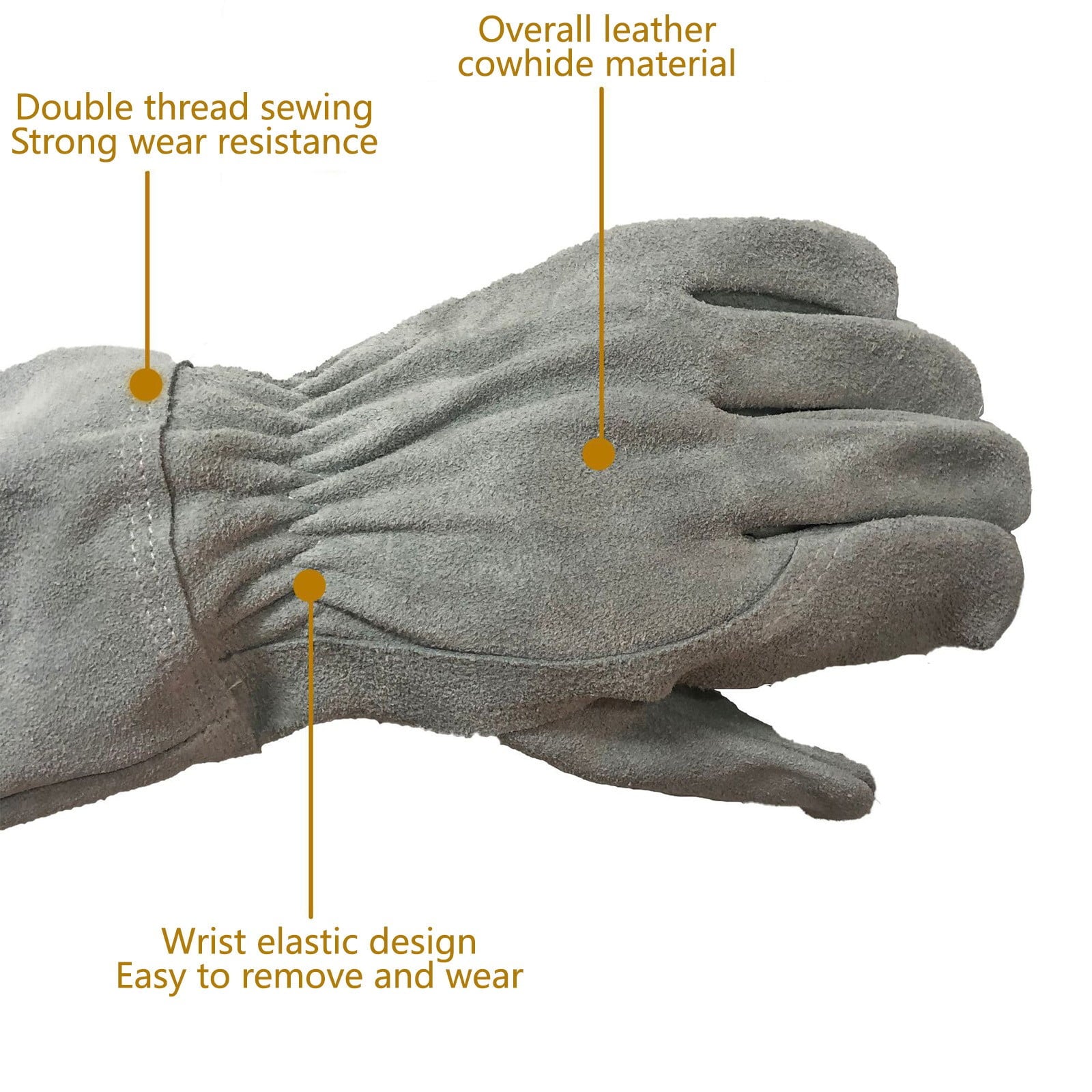 for Women & Men – Heavy Duty Cowhide Leather Garden Work with Sleeves, Adjustable Cuff & Thornproof Protection - Image 5