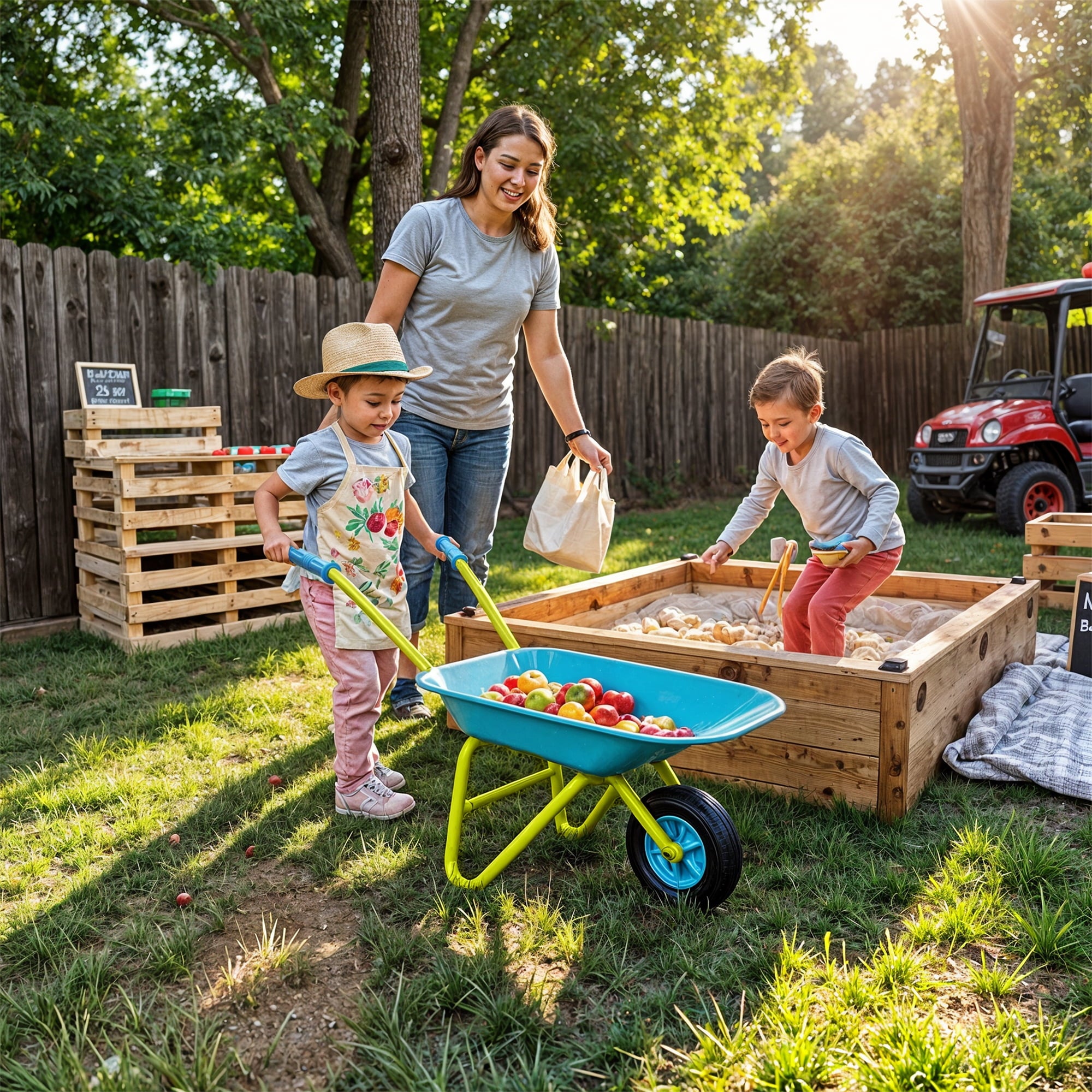 Kids Wheelbarrow 10041 JustForKids, Garden Fun, 3+ Years Old Real Metal - Image 4