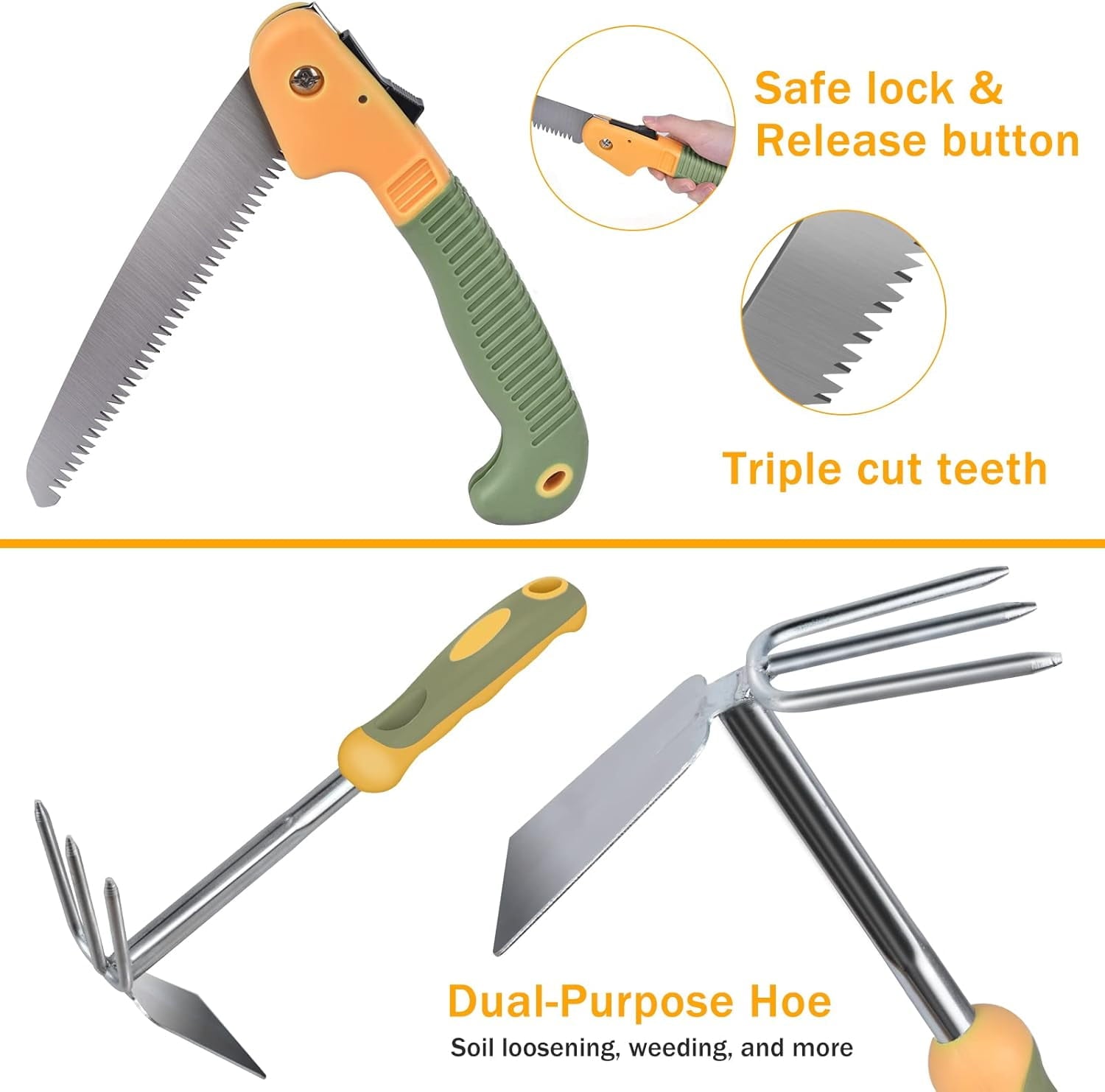 Garden Tool Set, 9 Piece Stainless Steel Rust-Proof Heavy Duty Gardening Tools with Non-Slip Rubber Handle, Durable G... - Image 4