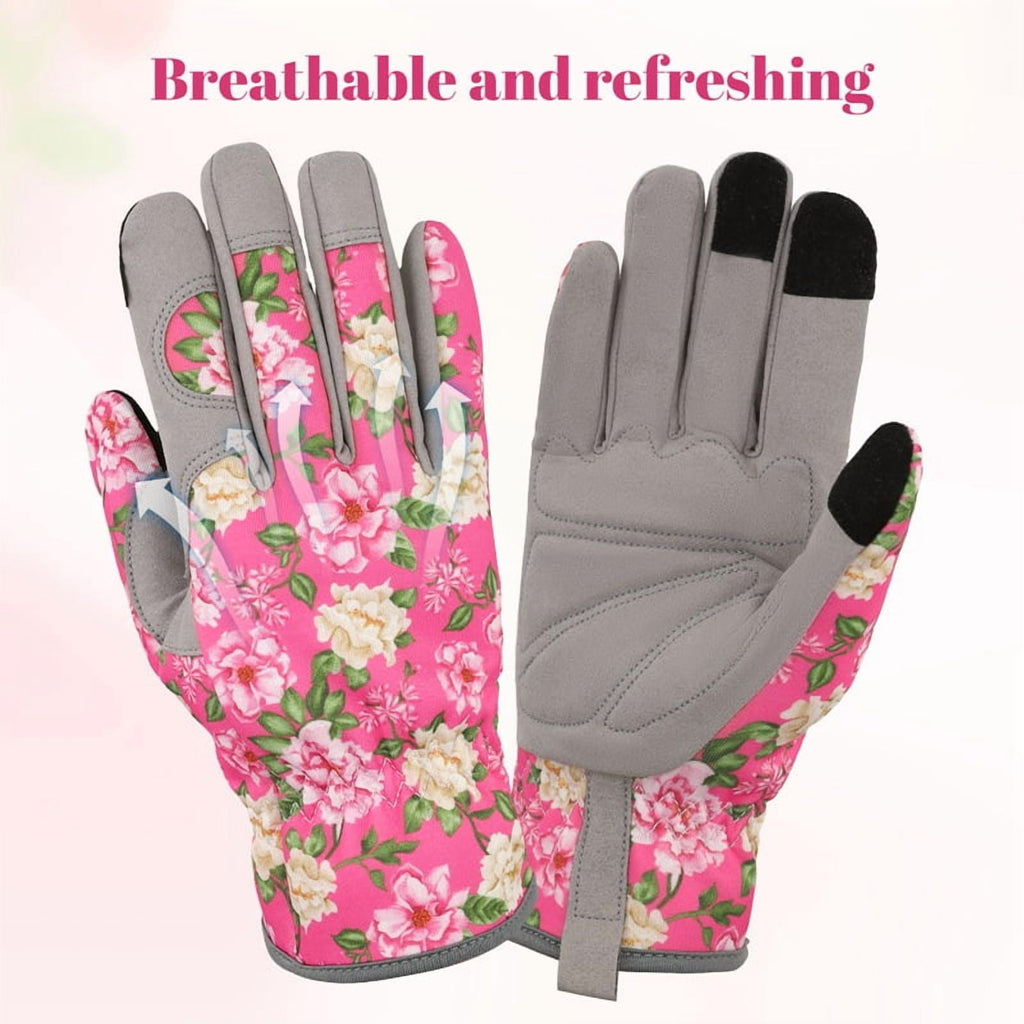 topjuju 1 Pair Floral Gardening Gloves for Women, Breathable Garden Gloves with Grip, Thorn-Proof Puncture-Resistant Work Gloves, Gifts for - Image 4