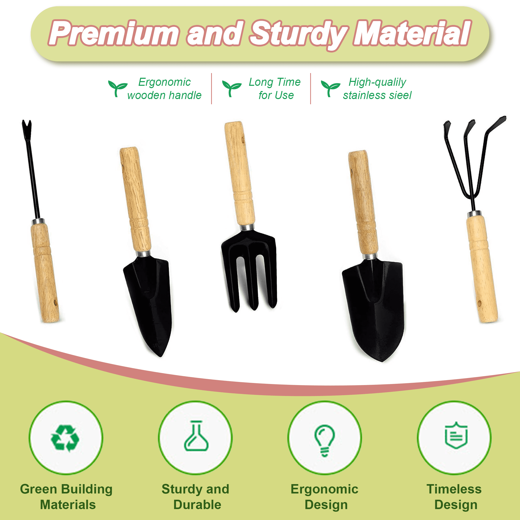 Garden Tools Set, 9 Piece Gardening Tools with Fashion Bag, Rust-Proof & Heavy-Duty Gardening Supplies Kit Ideal Gard... - Image 5