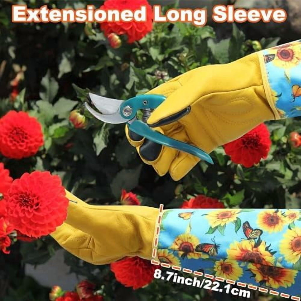 for Women, Rose Thorn Proof, Long Garden for Women, Breathable Cowhide Leather Gauntlet (Small, Blue - Image 3