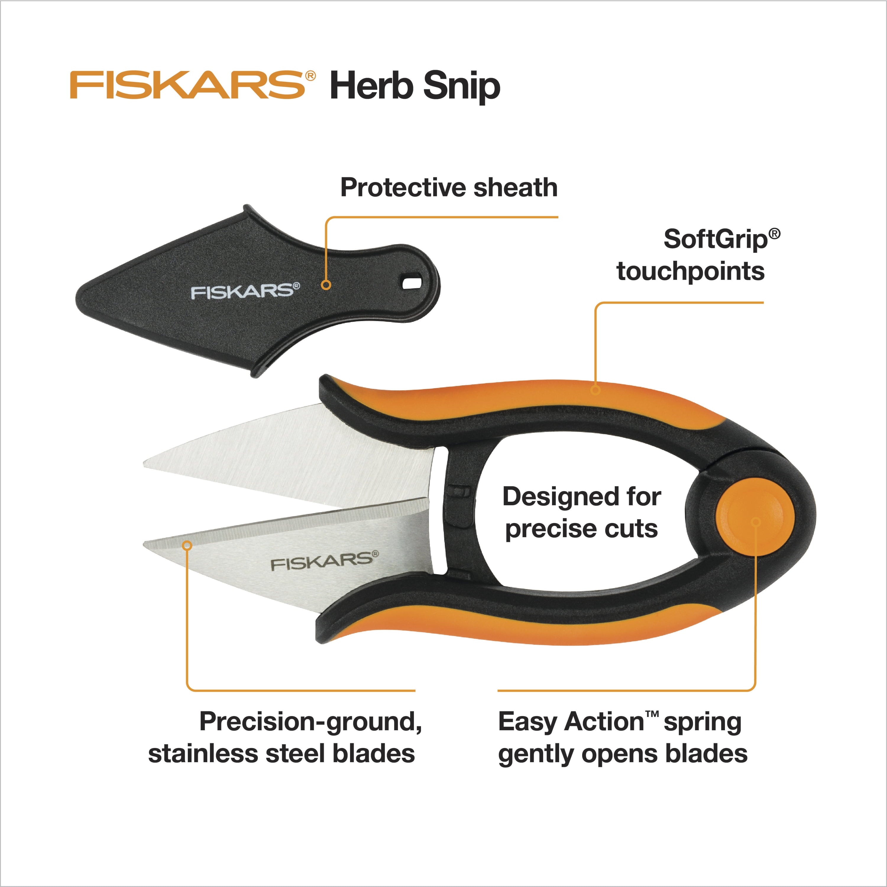 Fiskars Garden Herb Pruning Shears, Precise 5" Garden Tool Stainless Steel Blades - Image 3