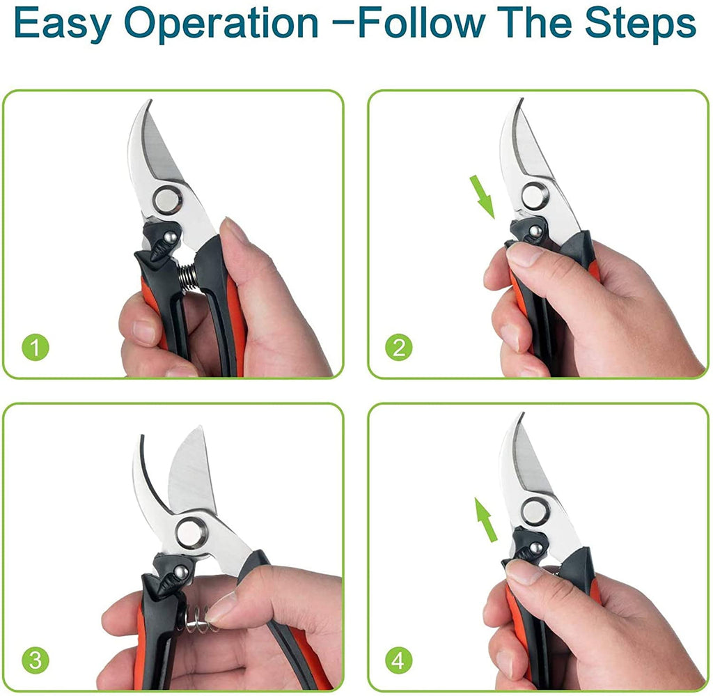 KOTTO Pruning Shears, Garden Cutter Clippers, Stainless Steel Sharp Pruner Secateurs, Professional Bypass Pruning Hand Tools, Scissors Kit w - Image 2