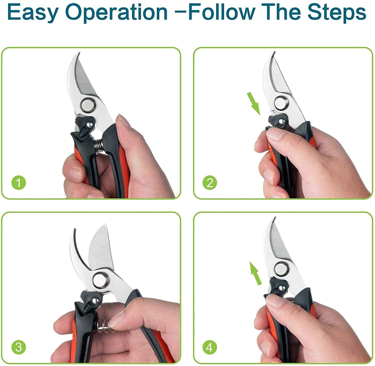 KOTTO Pruning Shears, Garden Cutter Clippers, Stainless Steel Sharp Pruner Secateurs, Professional Bypass Pruning Hand Tools, Scissors Kit w - Image 2