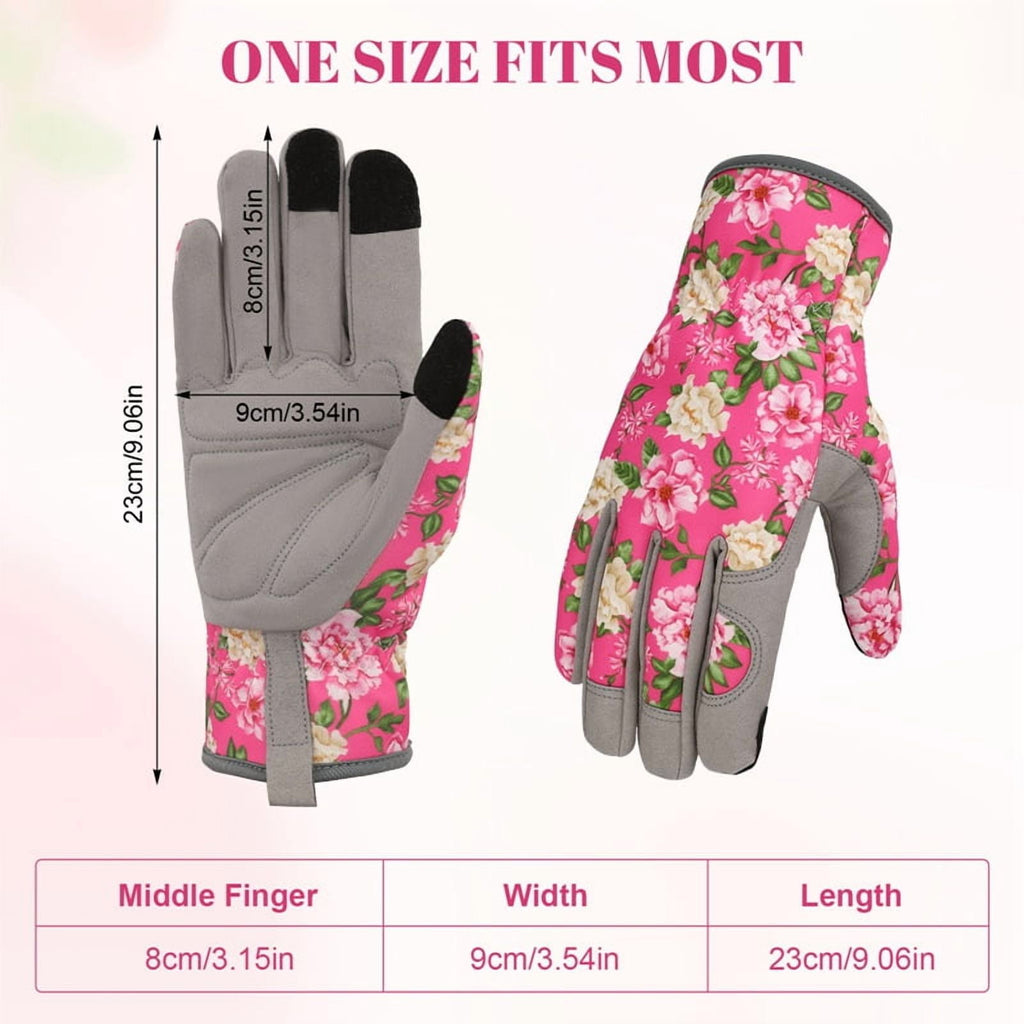 topjuju 1 Pair Floral Gardening Gloves for Women, Breathable Garden Gloves with Grip, Thorn-Proof Puncture-Resistant Work Gloves, Gifts for - Image 2