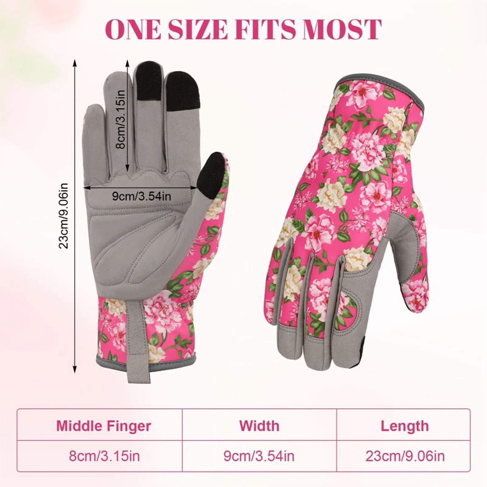 topjuju 1 Pair Floral Gardening Gloves for Women, Breathable Garden Gloves with Grip, Thorn-Proof Puncture-Resistant Work Gloves, Gifts for - Image 2