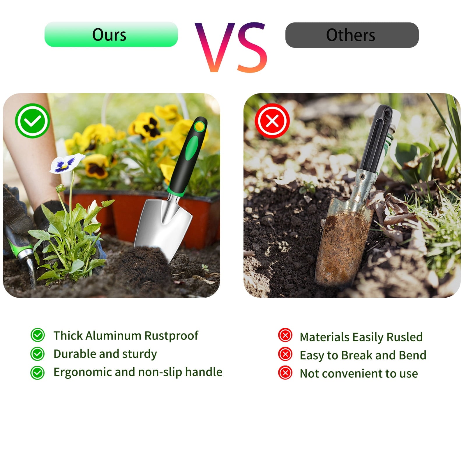 3 Pieces Garden Tool Set, Heavy Duty Gardening Tools Kit with Plant Gro, Gardening Gifts for Women and Men,No-Rust,No... - Image 4