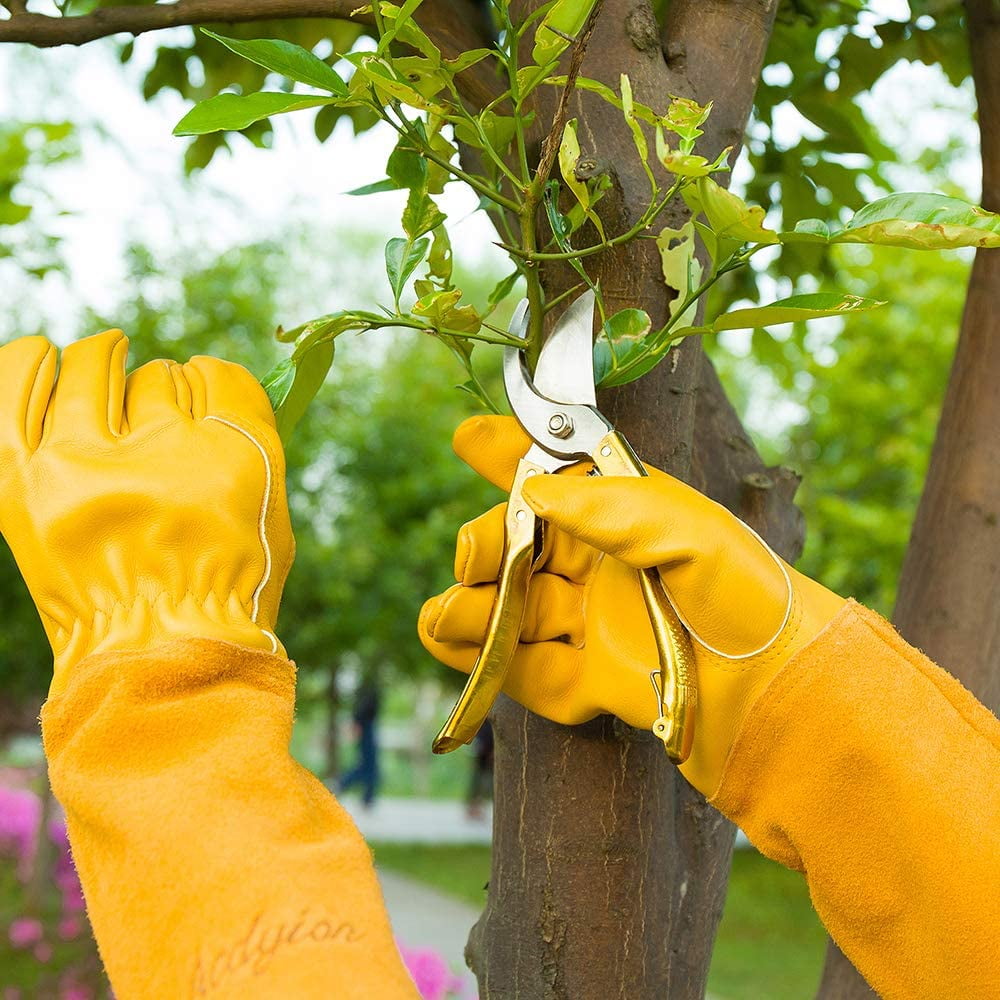 Long-Gardening-Gloves for Women/Men - Thorn Proof Cowhide Leather Rose/Blackberry Pruning Heavy Duty Gloves Thick Pal... - Image 5