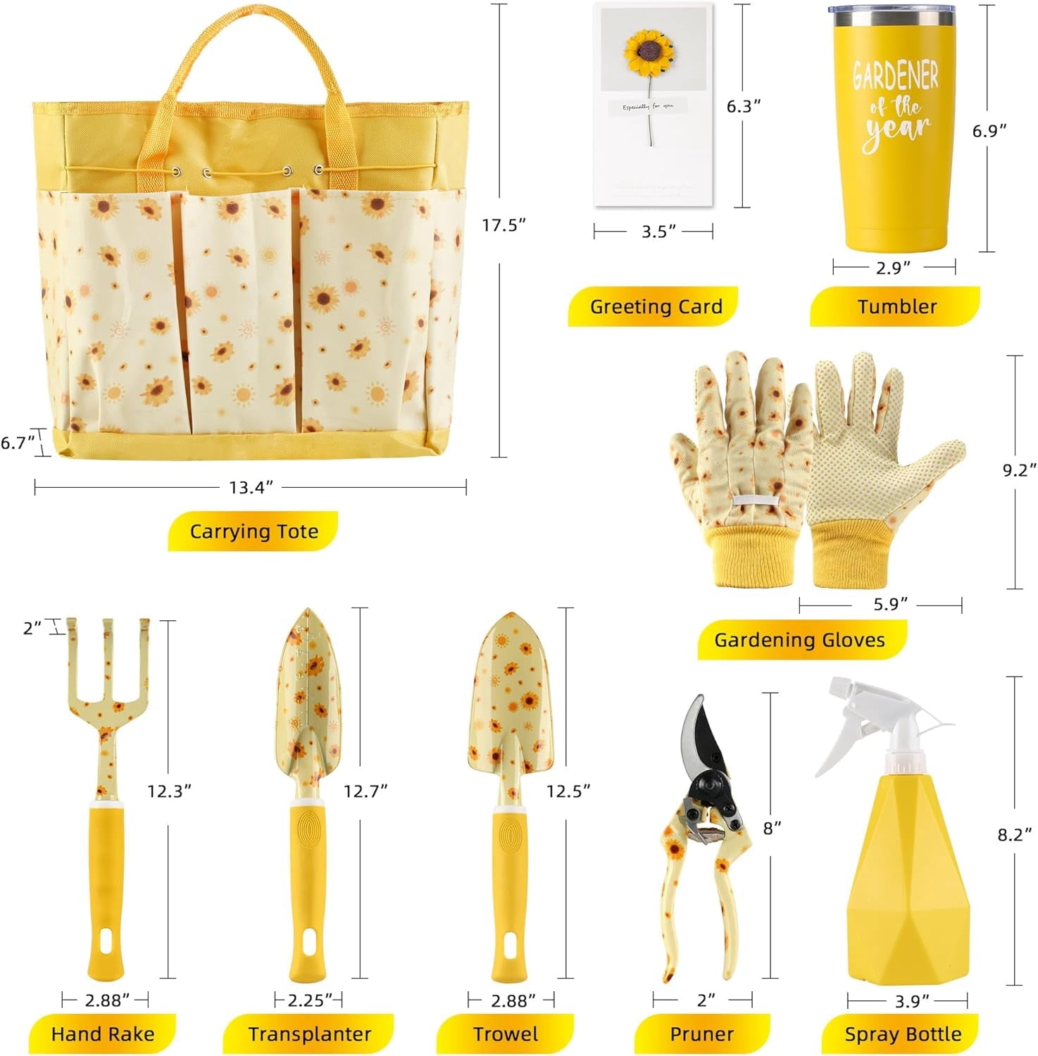 Set with Sunflower Print, Heavy Duty ing Hand s with Bag,ing Gifts for Women&Men,Yellow - Image 3