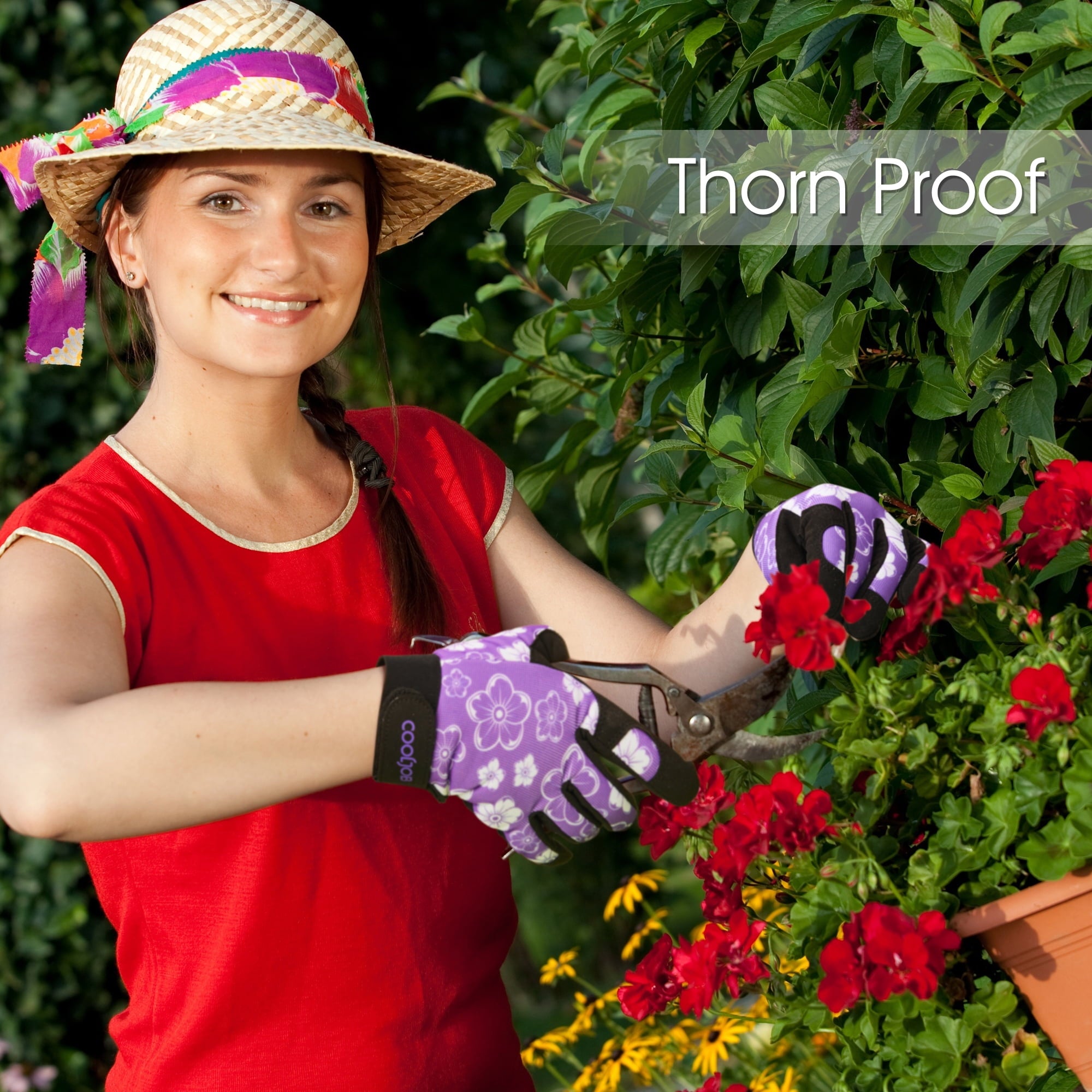 Thorn Proof Garden Gloves with Velcro for Women Ladies, Non-slip Working Gloves with Palm Cushion, Medium - Image 5