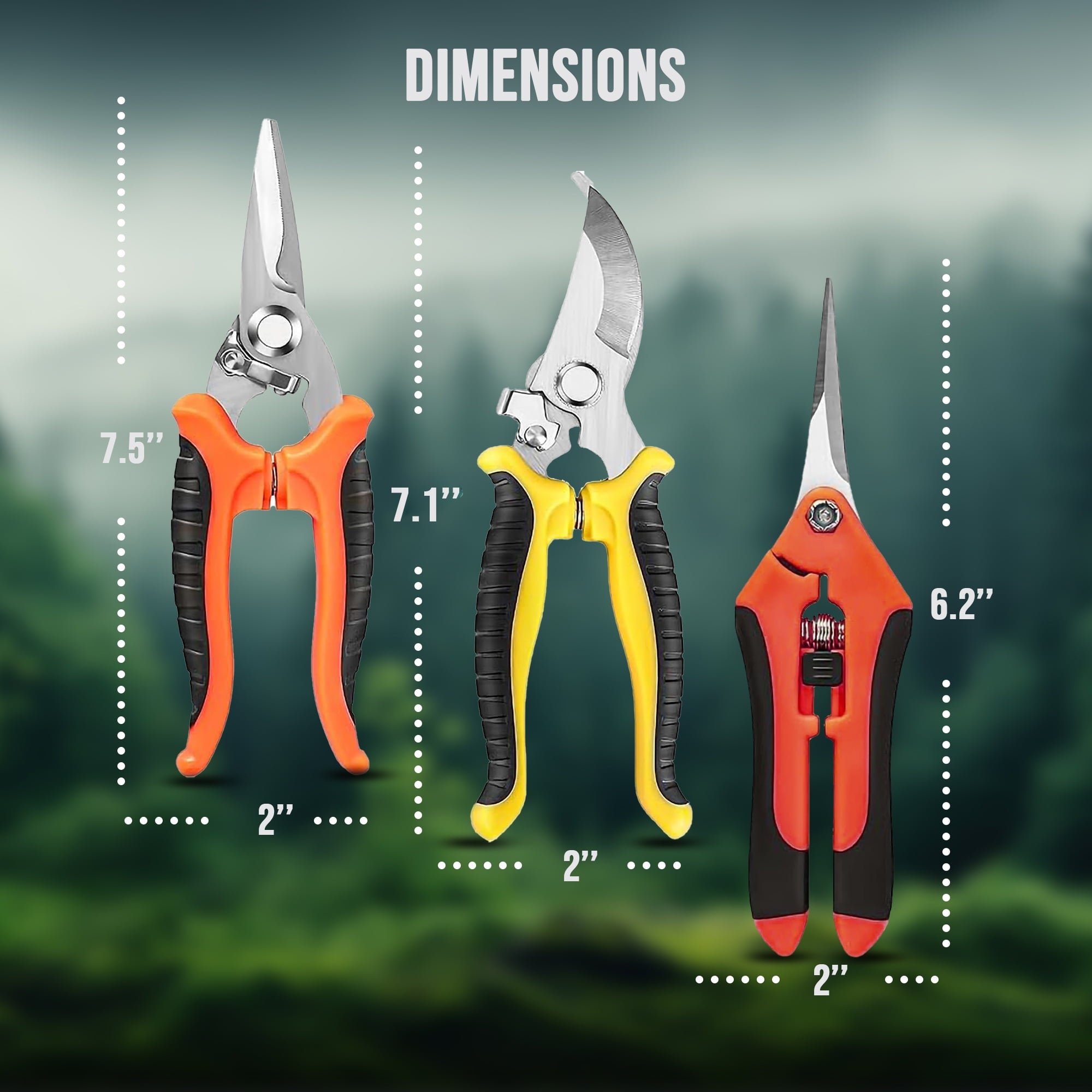 PortableOut Plant Pruning Shears, Stainless Steel Garden Pruner Scissors, Bypass Clippers (3 Pack) - Image 4