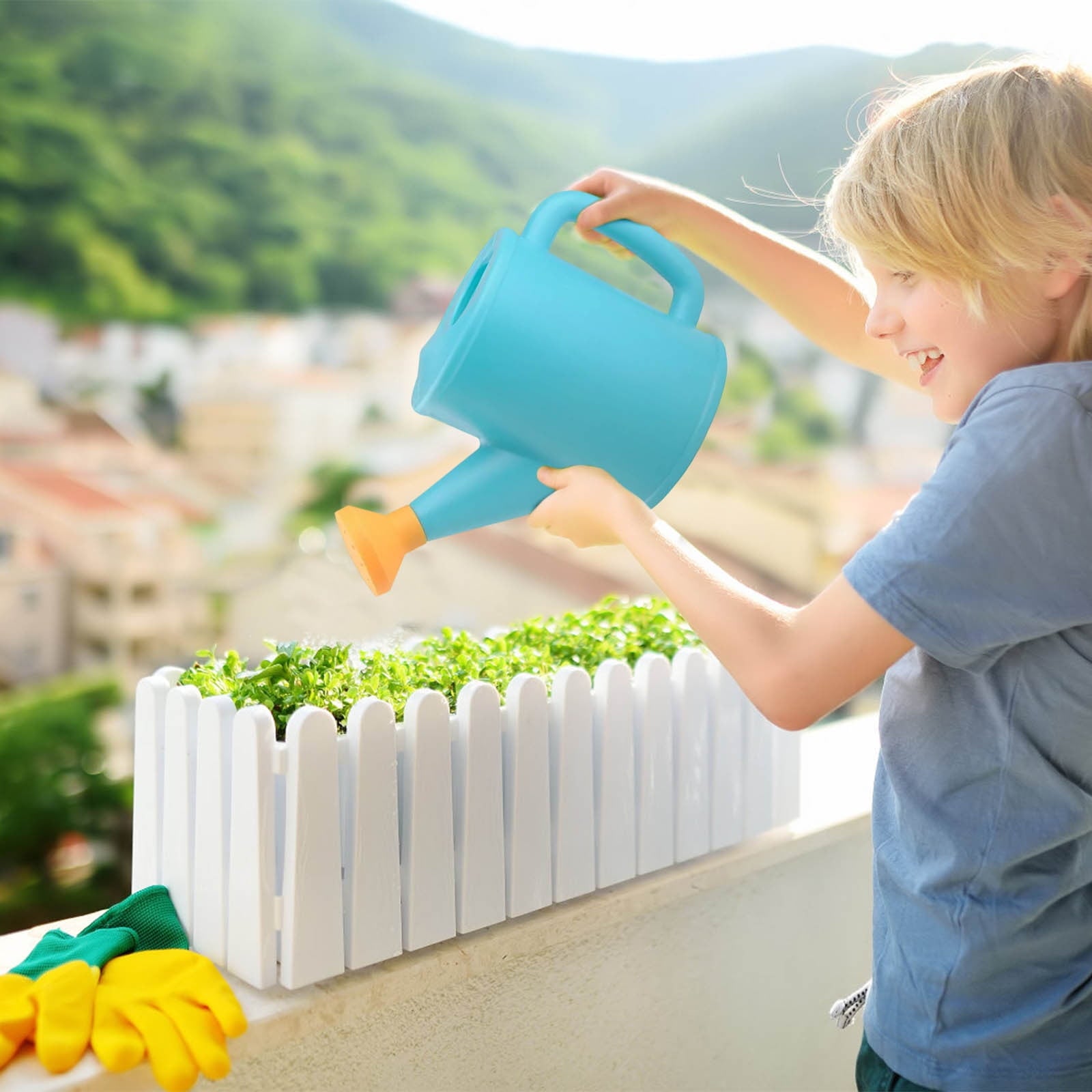 JilgTeok 700ml Small Watering Can for Kids Plastic Lightweight Garden Tool for Indoor Plants and Outdoor Flowers Easy to Use Durable Design - Image 2