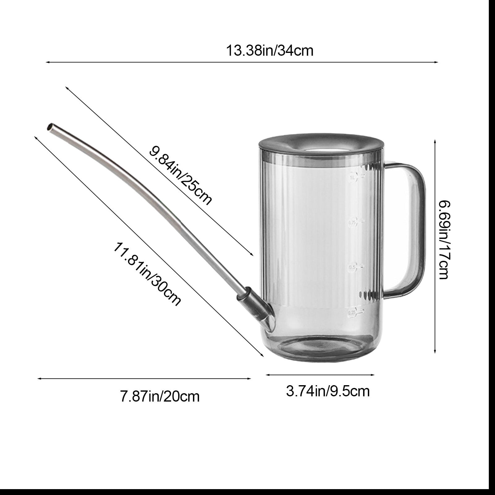 Long-Spout Plastic Watering Can – 13.4" Indoor Plant Waterer with Measurement Marks, Translucent Body & Precision Pou... - Image 3